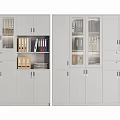 Modern White Office Bookcase With Glass Doors Drawers And Organized Folders Books