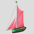 boat wooden boat sailing boat sail mast sail 3d model