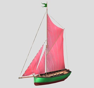 boat wooden boat sailing boat sail mast sail 3d model