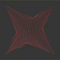 Red Grid Abstract Sculpture With Geometric Form On Dark Reflective Background 3d model