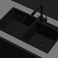 Contemporary Black Double Bowl Kitchen Sink With Dish Rack And Faucet For Modern Appliances