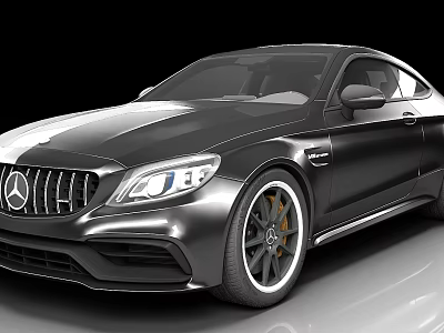 Sleek Black Mercedes C Class Coupe With AMG Styling LED Headlights And Alloy Wheels 3d model