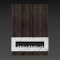 Elegant Fireplace Interior Design With Marble Base Dark Wooden Panel And Flames