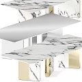 Modern Dining Table Design With Marble Top And Sleek Metal Legs 3d model