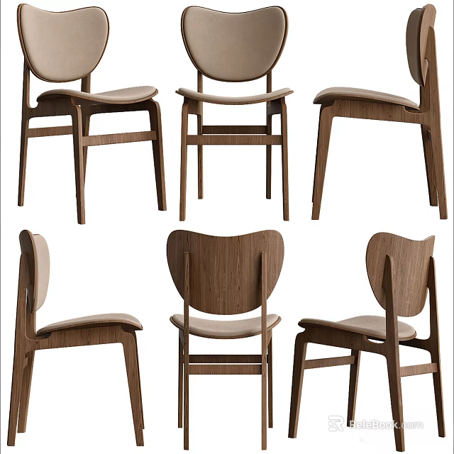 Modern Single Chair With Wooden Frame Comfortable Seat And Curved Backrest Design 3d model 