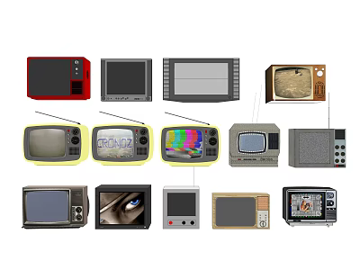 Vintage and Classic Televisions Collection Featuring Various Retro Styles and Designs 3d model