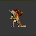 3D Game And Movie Character With Red Shell Orange Body And Clawed Limbs