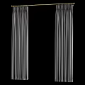 Gray Kitchen Curtains Hanging On Gold Rod With Elegant Pleated Design