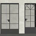 Modern Hinged Door Design With Black Metal Frame Frosted Glass And Arch Top Panels