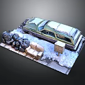 Snow Covered Car With Trash Bags Sofa And Cabinet On Snowy Ground