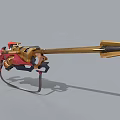 Futuristic Red And Gold Mechanical Weapon With Long Barrel And Intricate Design