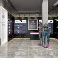 Elegant Underwear Clothing Store with Mannequins Display Area in Marble Pink Black Gray