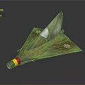 Space Aerospace Aircraft Model with Triangular Wings and Green Yellow Red Accents