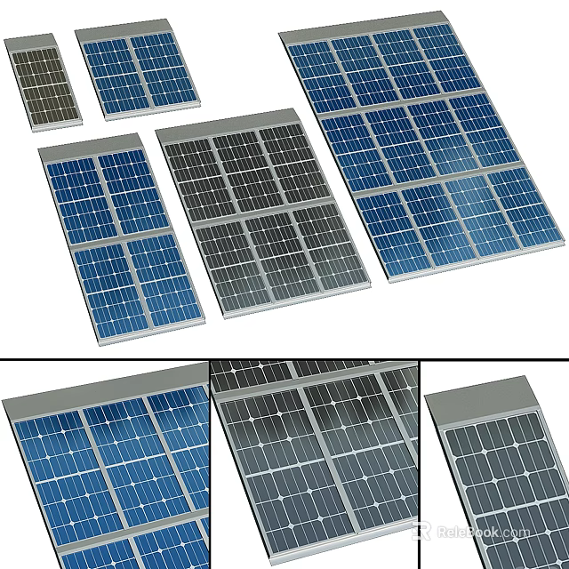 Diverse Colored Solar Panel Arrays for Roof Installation and Renewable Energy Production 3d model 