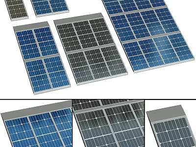 Diverse Colored Solar Panel Arrays for Roof Installation and Renewable Energy Production 3d model