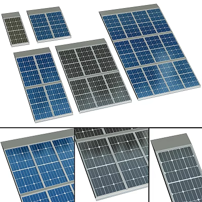 Diverse Colored Solar Panel Arrays for Roof Installation and Renewable Energy Production 3d model