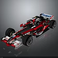 Red and Black Formula One Race Car with Aerodynamic Design and Sponsor Logos