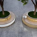 Circular Tree Planter Design With Grass Base And COOYOO Brand On Striped Ground 3d model