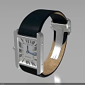 Stylish Blue Leather Strap Watch With Silver Case And Square Roman Numeral Dial