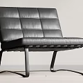 Modern Black Leather Single Sofa with Grid Pattern Backrest and Metal Legs Design 3d model