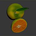 Fresh Ripe Orange Whole And Sliced With Green Leaf On Dark Background