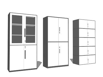 Stylish Functional Bookcases With Various Designs Glass Doors Cabinet Doors And Drawers 3d model