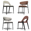 Modern Dining Chairs With White And Brown Upholstery And Black Metal Legs