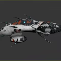 Futuristic Sci Fi Vehicle Design With Metallic Body Red Accents And Blue Glowing Parts