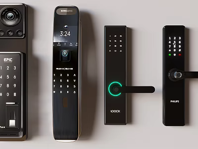 Advanced Electronic Door Handles Featuring Numeric Keypad Fingerprint Scanner And Digital 3d model