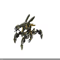 Futuristic Mechanical Creature With Multiple Metallic Limbs And Green Glowing Accents