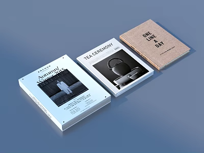 Minimalism Tea Ceremony and One Line a Day Featured Books for Reading Enthusiasts 3d model