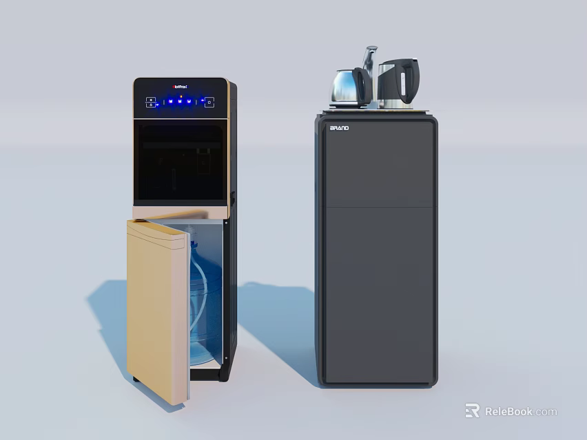 Household Electrical Appliances With Water Dispenser Open Door Digital Display And Vertical Storage Cabinet Design 3d model 