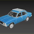 Blue Vintage Classic Car With Retro Design And Roof Rack Details
