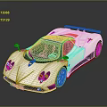 Sporty White Supercar With Green Windshield Black Front Design And Rear Spoiler