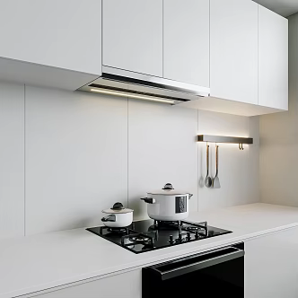 Kitchen Stove Range Hood Gas Stove Kitchenware Cabinet Pot Storage Rack 3d model