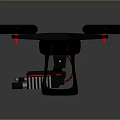 Black Quadcopter Drone Featuring Four Red Blades Landing Gear And Bottom Mounted Equipment