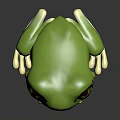 3D Green Frog Character With Big Eyes Green Body White Belly On Black Background With Reflection