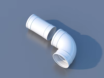 White Plastic Elbow Pipe Fitting Essential For Household Plumbing Systems 3d model