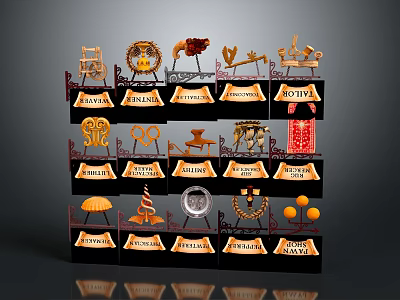 Display Shelf With Chair Clock Flower Scale Toy And Decorative Models 3d model