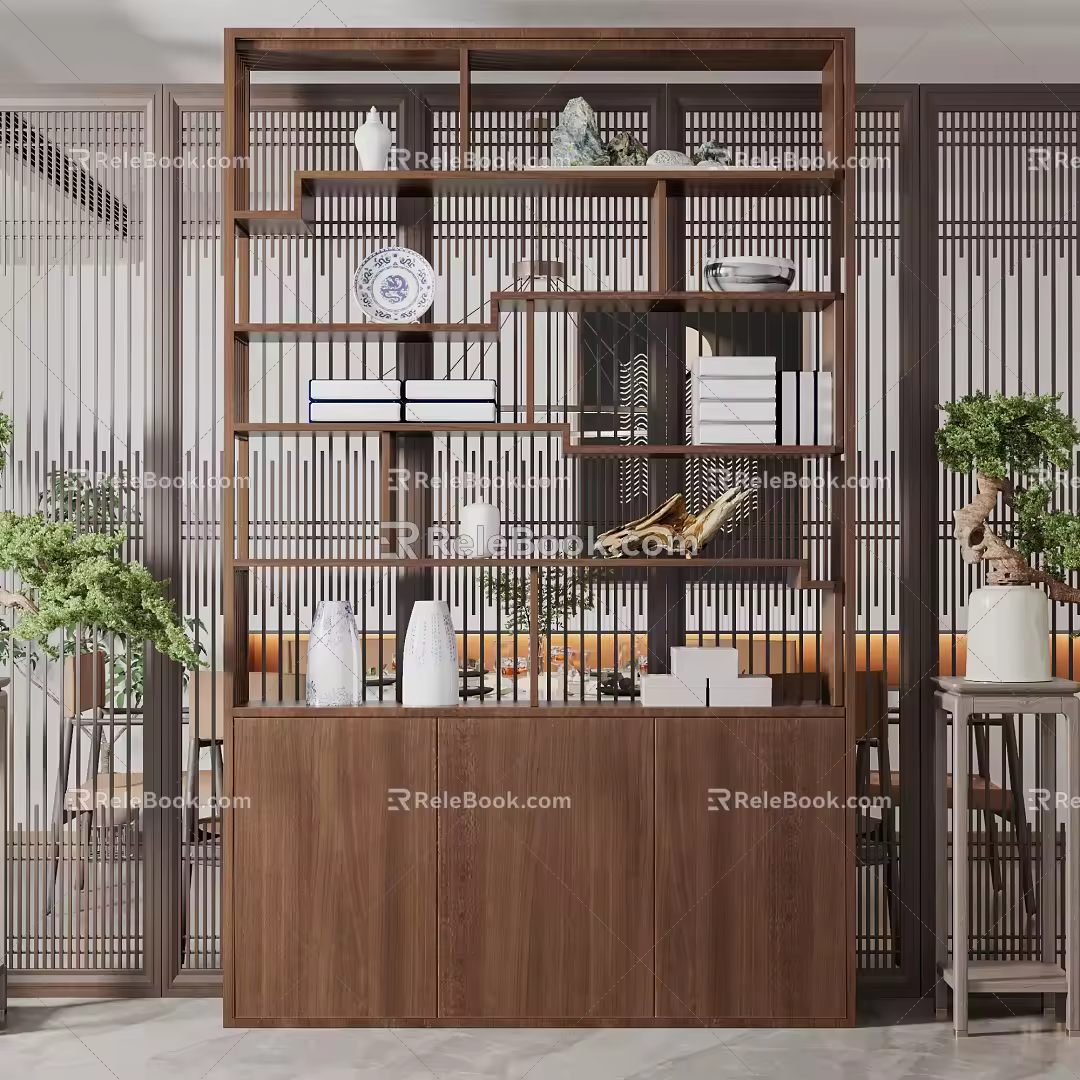 New Chinese-style Storage Rack Storage Rack Partition 3d model
