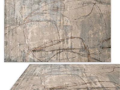 Modern Square Rug With Abstract Line Pattern In Neutral Tones For Home Decor 3d model