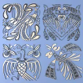 Intricate Decorative Carved Designs With Birds Butterflies And Floral Patterns On Blue