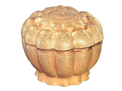 Exquisite Ceramic Vessel With Intricate Lotus Petal Carved Design And Lid 3d model