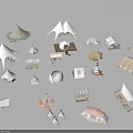 Various Types Of Camping Tents With Different Styles Shapes And Camping Gear For Outdoor Activities