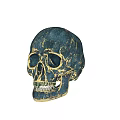 Two Blue Skulls with Golden Texture on Gray Background for Artistic Decorative 3d model