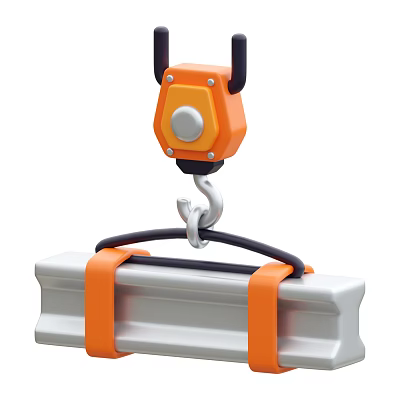 3D Render Of Crane Hook Lifting Heavy Load Secured By Strap 3d model
