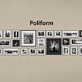 Poliform Photo Wall With Multiple Frames Of Various Sizes And Different Shapes 3d model