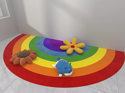 Rainbow Shaped Area Rug With Plush Toys Decor 3d model Rainbow Shaped Area Rug With Plush Toys Decor 3d model