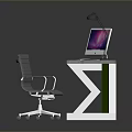 Modern Glass Office Desk With Computer Monitor Desk Lamp And Office Chair