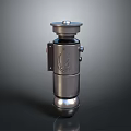 Metallic Cylindrical Weapon Design Featuring Sleek Silver Finish And Mechanical Components